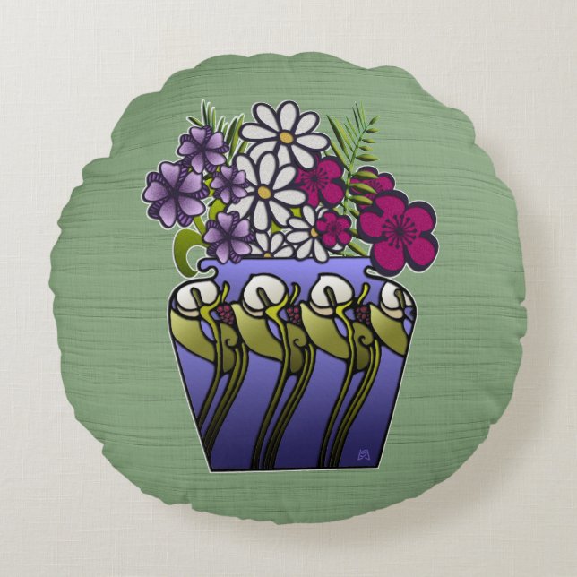 Vakman Lily Vase Rond Kussen (Voorkant)