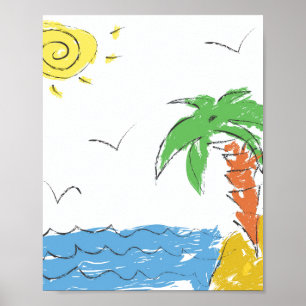 Vakstrand met palmboom baby poster