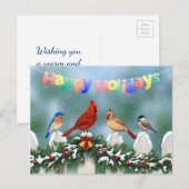 Vakvogels en kerstgarland feestdagenkaart (Voorkant / Achterkant)