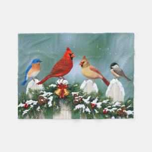 Vakvogels en kerstgarland fleece deken