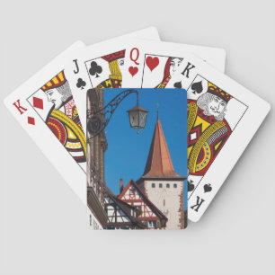 Vakwerkhuizen in de stad pokerkaarten