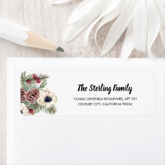 VakwinterFloral Pine Cone Holly Berries Etiket (Insitu)