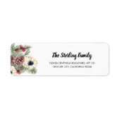 VakwinterFloral Pine Cone Holly Berries Etiket (Voorkant)