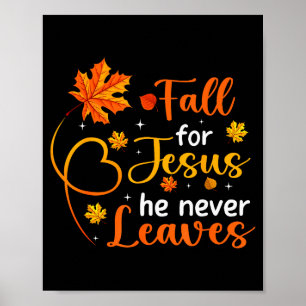 Val Christus Jezus Hij Verlaat Nooit Bladeren Herf Poster
