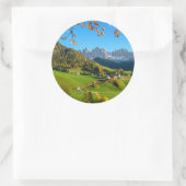 Val di Funes vallée avec autocollant rond feuilles (Sac)