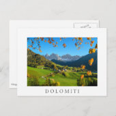 Val di Funes vallée avec feuilles d'automne carte  (Devant / Derrière)