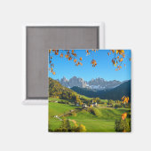 Val di Funes vallei met herfst bladeren magneet (Voorkant / Achterkant)