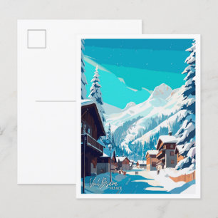 Val Disere France Art Vintage Travel Illustratie Briefkaart