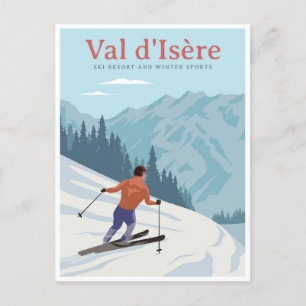 Val-d'Isère Ski vintage reizen frans Briefkaart