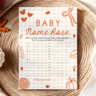 Val Hand Getekende Baby Naam Race Baby Shower Spel Kaart