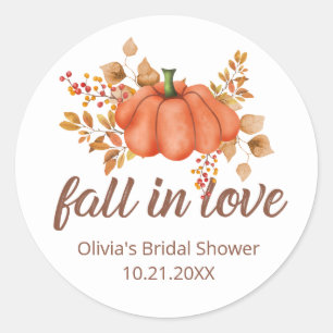 Val in de herfst pompoen bruiloft  ronde sticker