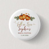 Val in de herfst - pompoen hart bruidsdouche ronde button 3,2 cm (Voorkant)