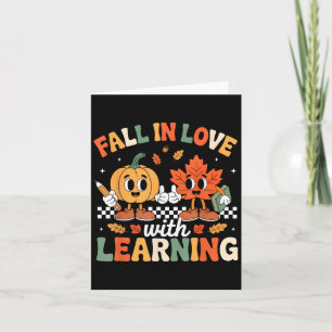 Val in liefde met leren T-shirt herfst dankfeest Kaart