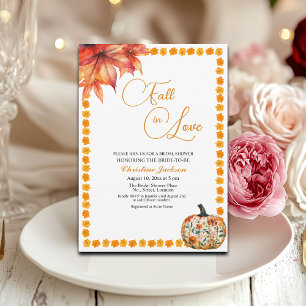 Val in Love Fall Bloemige Pompoen Bruiloft Feest Kaart