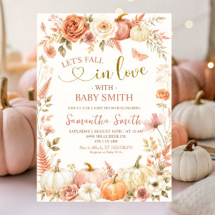Val in Love Pompoen Boho Bloemachtige Baby Shower Kaart