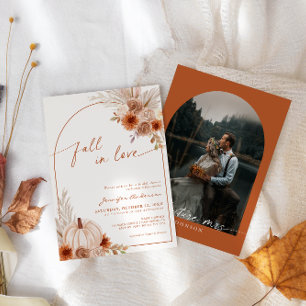 Val in Love Pompoen Herfst Bruidsdouche Foto Kaart
