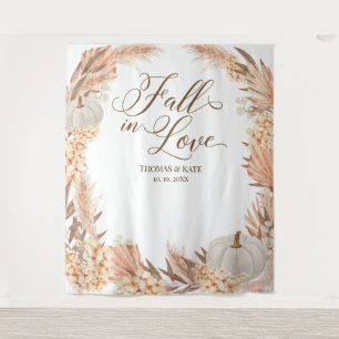 Val in Love Pompoenen boho pampas huwelijksbanner Wandkleed