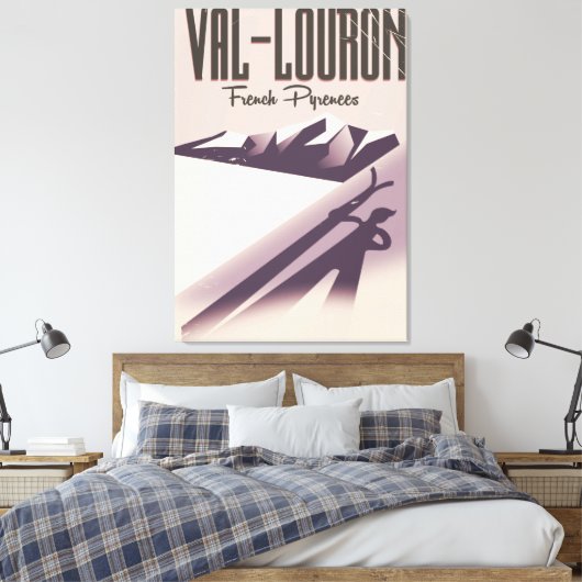 Val-Louron, Franse skiposter Canvas Afdruk (Insitu (Slaapkamer))