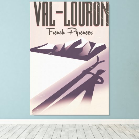 Val-Louron, Franse skiposter Canvas Afdruk (Insitu (Houten vloer))