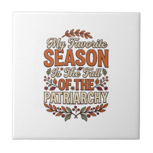 Val Patriarchaat Vintage Feministische Herfst T-Sh Tegeltje