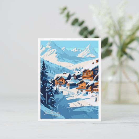 Val Thorens Frankrijk Reizen Illustratie Briefkaart (Staand voorkant)