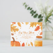 val verlaat Thanksgiving bewegende aankondiging Briefkaart (Staand voorkant)