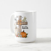 Val voor Jezus Herfst Christelijk Kruis Koffiemok (Voorkant links)