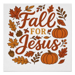 Val Voor Jezus Herfst Pompoen Christelijk Geloof K Perfect Poster