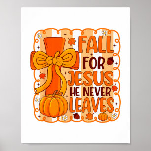 Val voor Jezus Hij Verlaat Nooit Herfst Christelij Poster