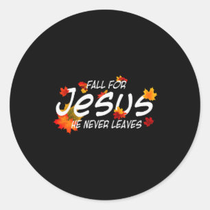 Val voor Jezus Hij Verlaat Nooit T-shirt Christeli Ronde Sticker