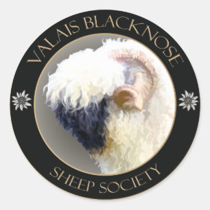 Valais Blerkse Sheep Logo Round 3" ticker - Ronde Sticker