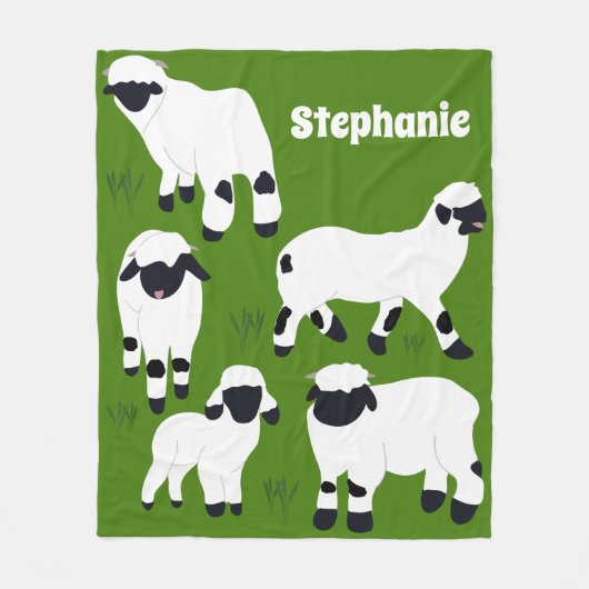 Valais Blerkse Sheep Personalized Farmers Fleece Deken (Voorkant)