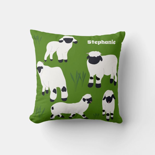 Valais Blerkse Sheep Personalized Farmers Kussen (Voorkant)