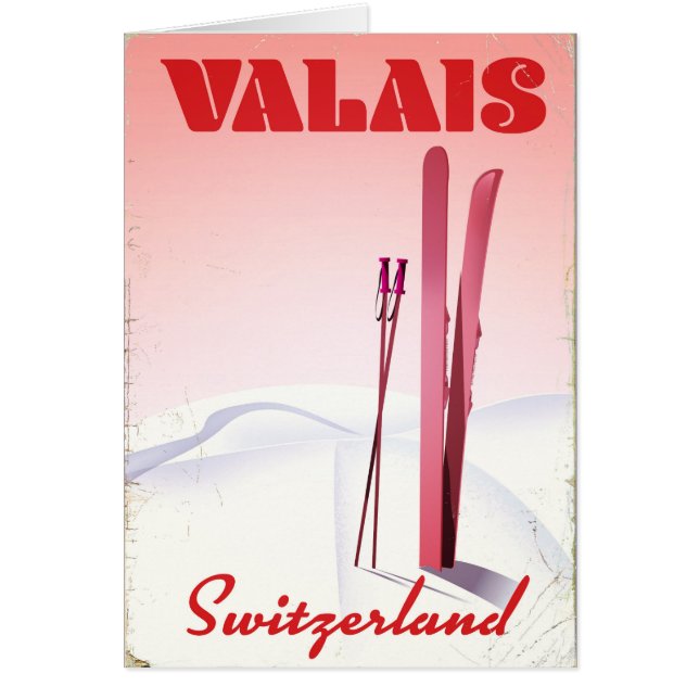 valais Suisse affiche de ski vintage (Devant)