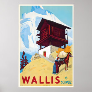 Valais Wallis Zwitserse Alpen Zwitserland Vintage Poster