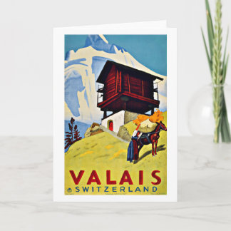 Valais Zwitserland Vintage Travel Briefkaart