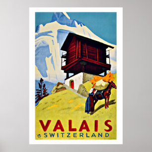 Valais, Zwitserland Vintage Travel Poster