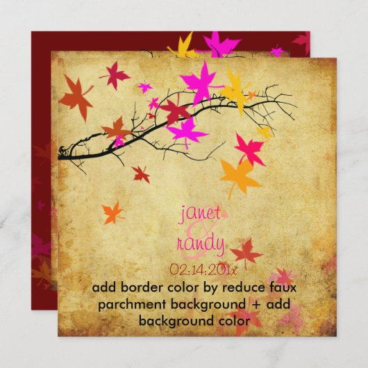  valbruiloft /elektrische roze kaart (Voorkant / Achterkant)