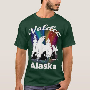 Valdez Alaska Aurora Borealis Beer Orca Moos T-shirt