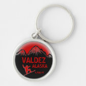 Valdez Alaska rode snowboard kunst sleutelhanger (Voorkant)