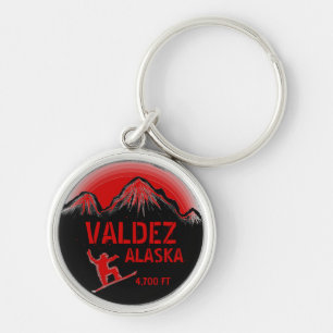 Valdez Alaska rode snowboard kunst sleutelhanger