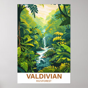 Valdivian regenwoud illustratie reizen poster