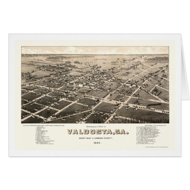Valdosta, GA Panoramische Kaart - 1885 (Voorkant Horizontaal)