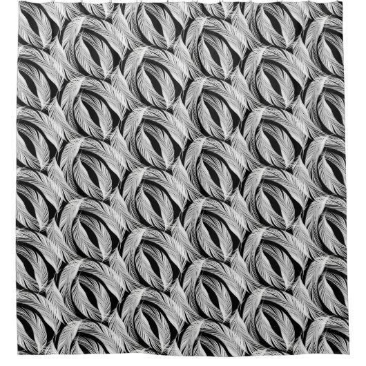 Vale veren in zwart-wit douchegordijn (Voorkant)