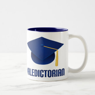 Valedictorian Blue Afstudeerder Pet Afstuderen Gif Tweekleurige Koffiemok