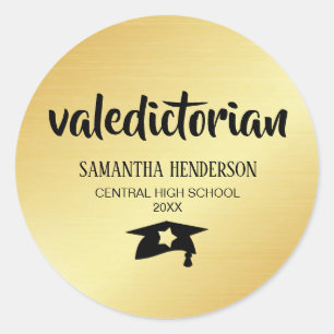 Valedictorian Gold gepersonaliseerd Afstuderen Ronde Sticker