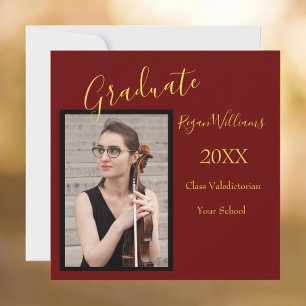 Valedictorian Photo Custom School Colors Afstudere Kaart