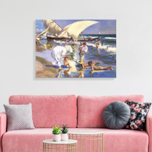 Valencia Beach Ochtend Licht   Joaquín í Sorolla  Canvas Afdruk