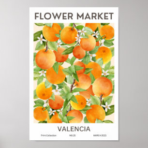 Valencia Colorful Flower Market Poster