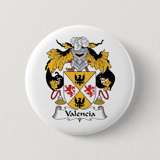 Valencia Family Crest Ronde Button 5,7 Cm (Voorkant)
